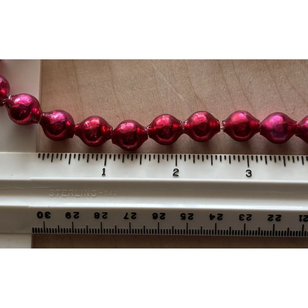 Vtg Mercury Glass Bead Christmas Garland Red LOT of 6 Strands 7 ft+ Each Japan